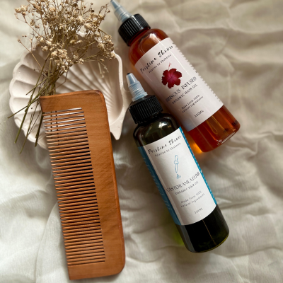 Complete Hair Care Trio β Wooden Comb & Dual Herbal Oils Bundle